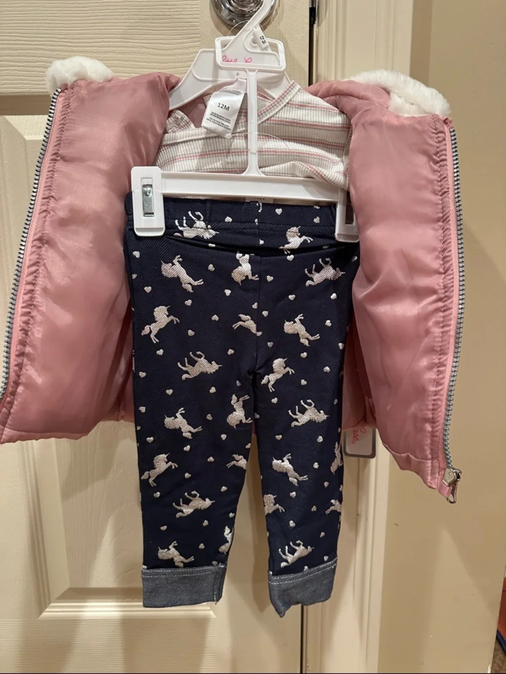 Little Lass Unicorn Puffer Vest Set with Silver Accents - Picture 5 of 7